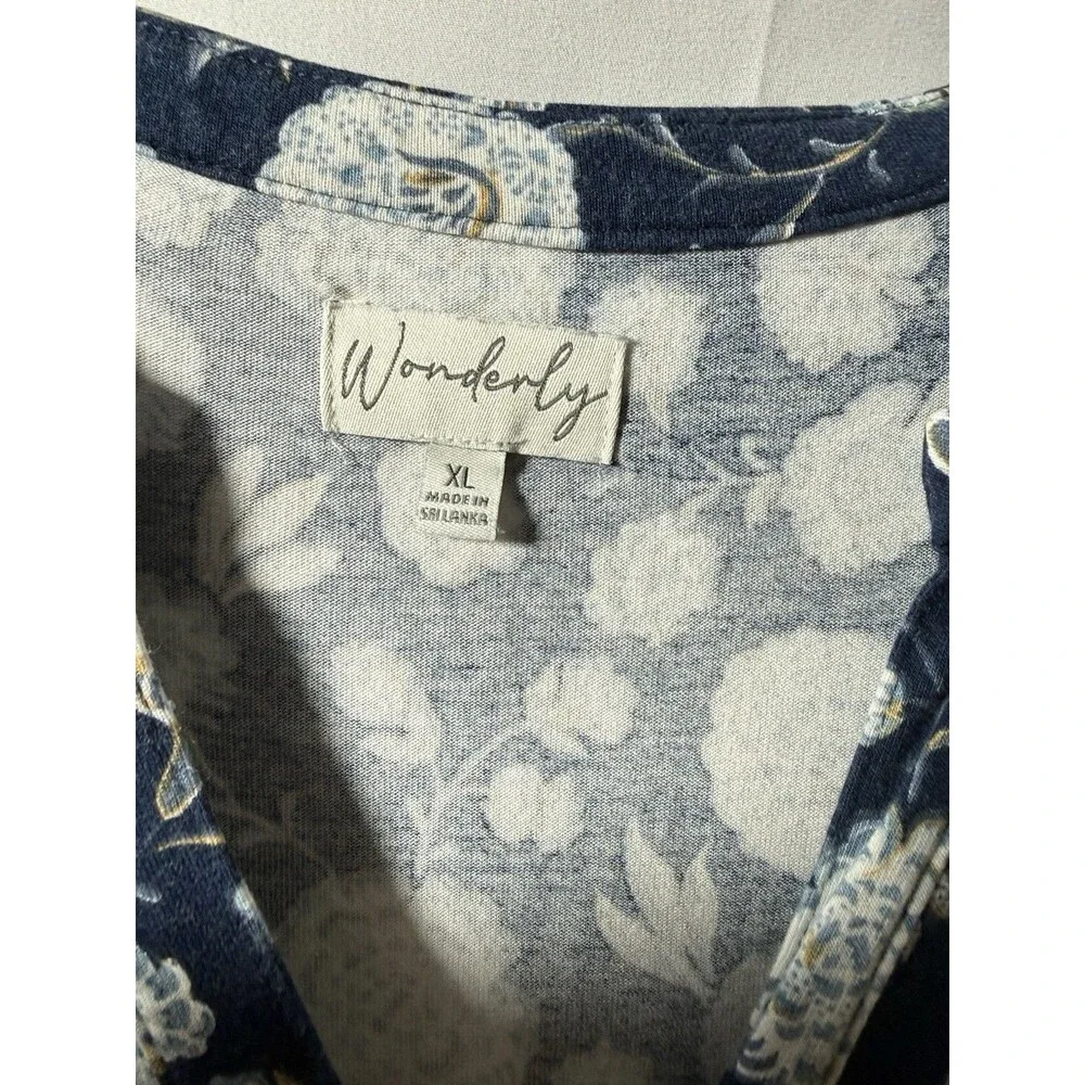 Wonderly Floral Print Dress 3/4 Sleeve V-Neck Size XL